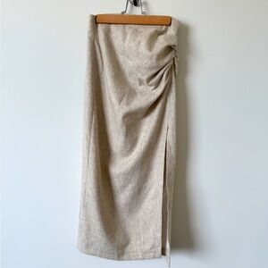 Zara Linen Blend Midi Skirt